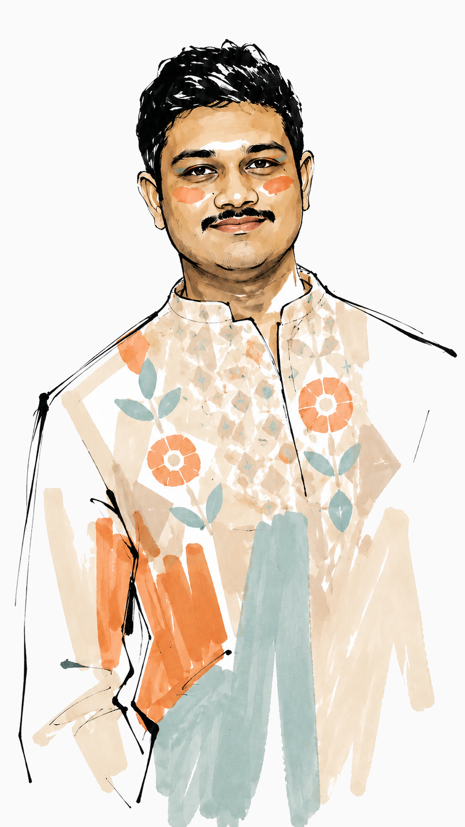 Illustrated portrait of Suman Basuli